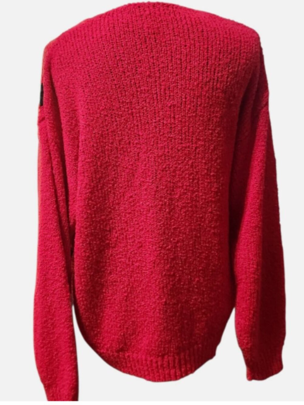 Vintage Le Chois Sweater 80s Womens Large Red Black Silver Geometric - Picture 7 of 8